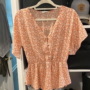 Sienna Sky Peach Floral Blouse